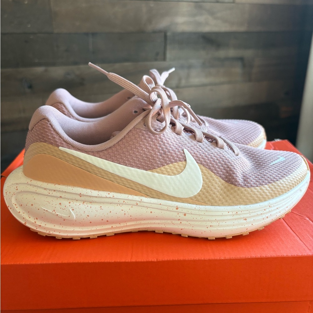 Nike Women's  Revolution 8 Pink and Tan Running Shoes - Picture 2 of 5